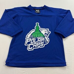 W38. West Madison (WI) Polar Caps Blue Athletic‎ Jersey with Team Graphics (M)
